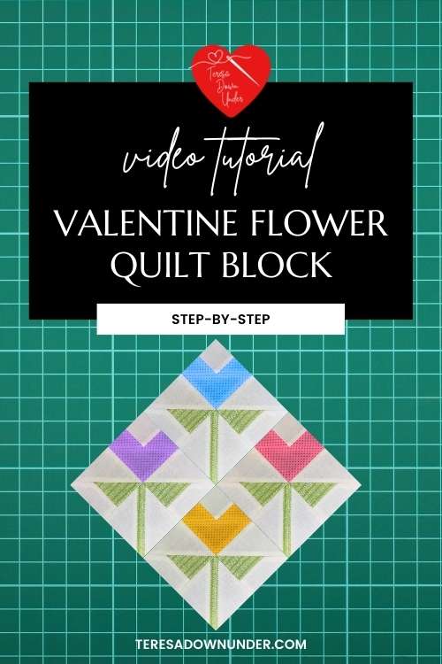 Valentine flower quilt block tutorial