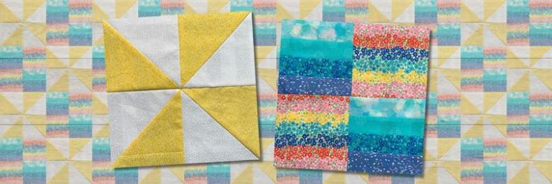 Easy 2 block quilt: four patch rail fence and pinwheel blocks