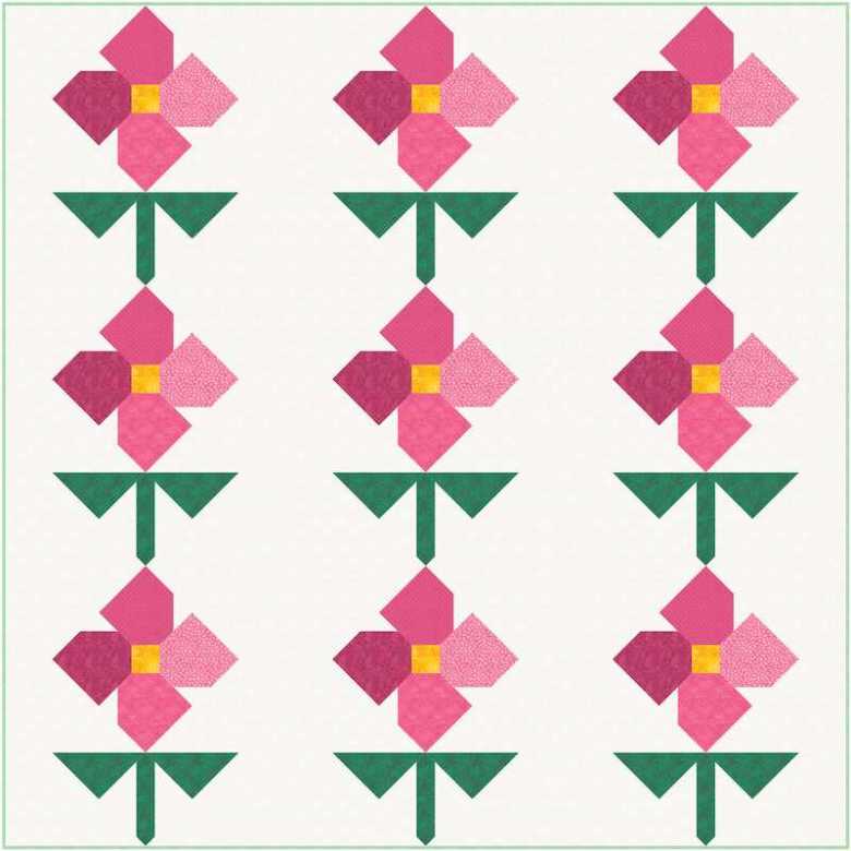 On point block companion flower quilt